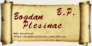 Bogdan Plešinac vizit kartica
